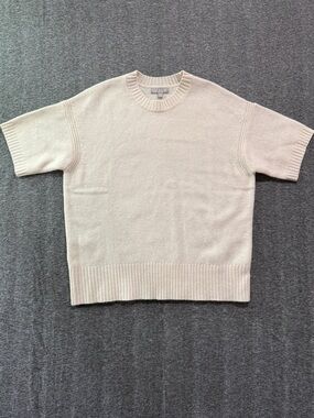 J. Crew Oversized Crewneck Short-Sleeve Lamb's Wool Sweater Ivory Size XS